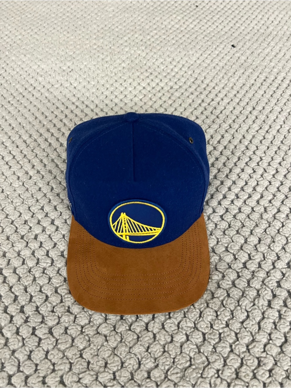 Men's Blue and Brown Baseball Cap with Yellow Bridge Patch